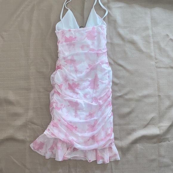 Pretty Littlw Thing pink and white mesh bodycon - Picture 4 of 4